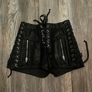 Blank NYC Leather Lace Up Rocker Shorts